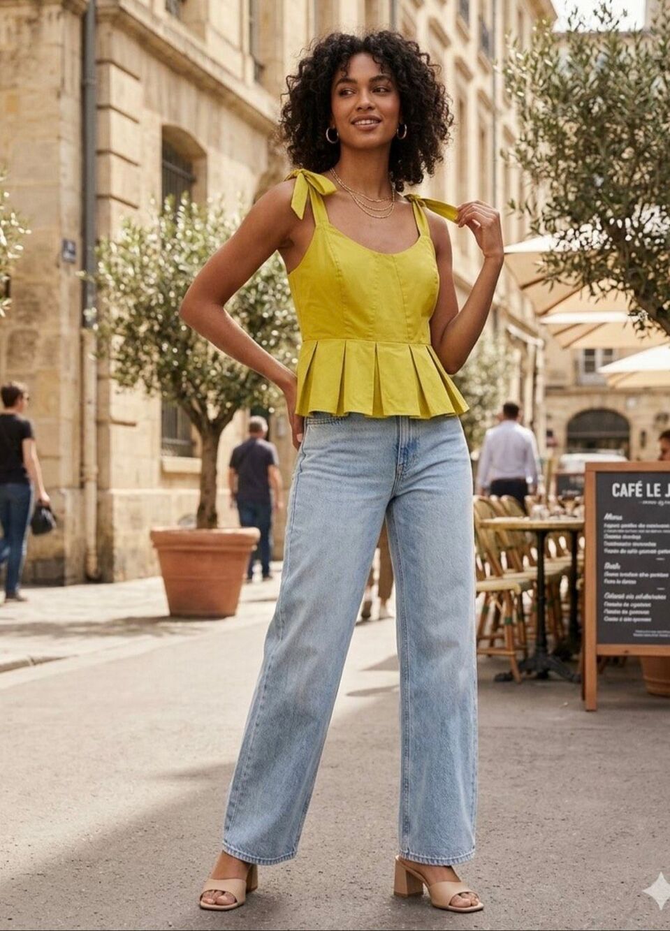 Green Tank Peplum Blouse